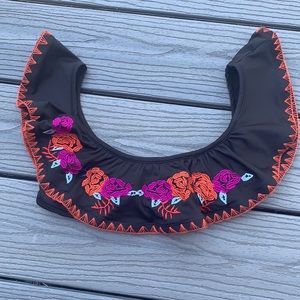 Feather11 Ruffle Flounce embroidered bikini top